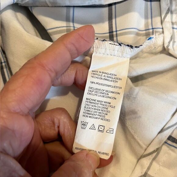 IZOD Golf X-Treme Function Men's Shorts Windowpane Plaid White w/Navy Gray 40 - Picture 7 of 9